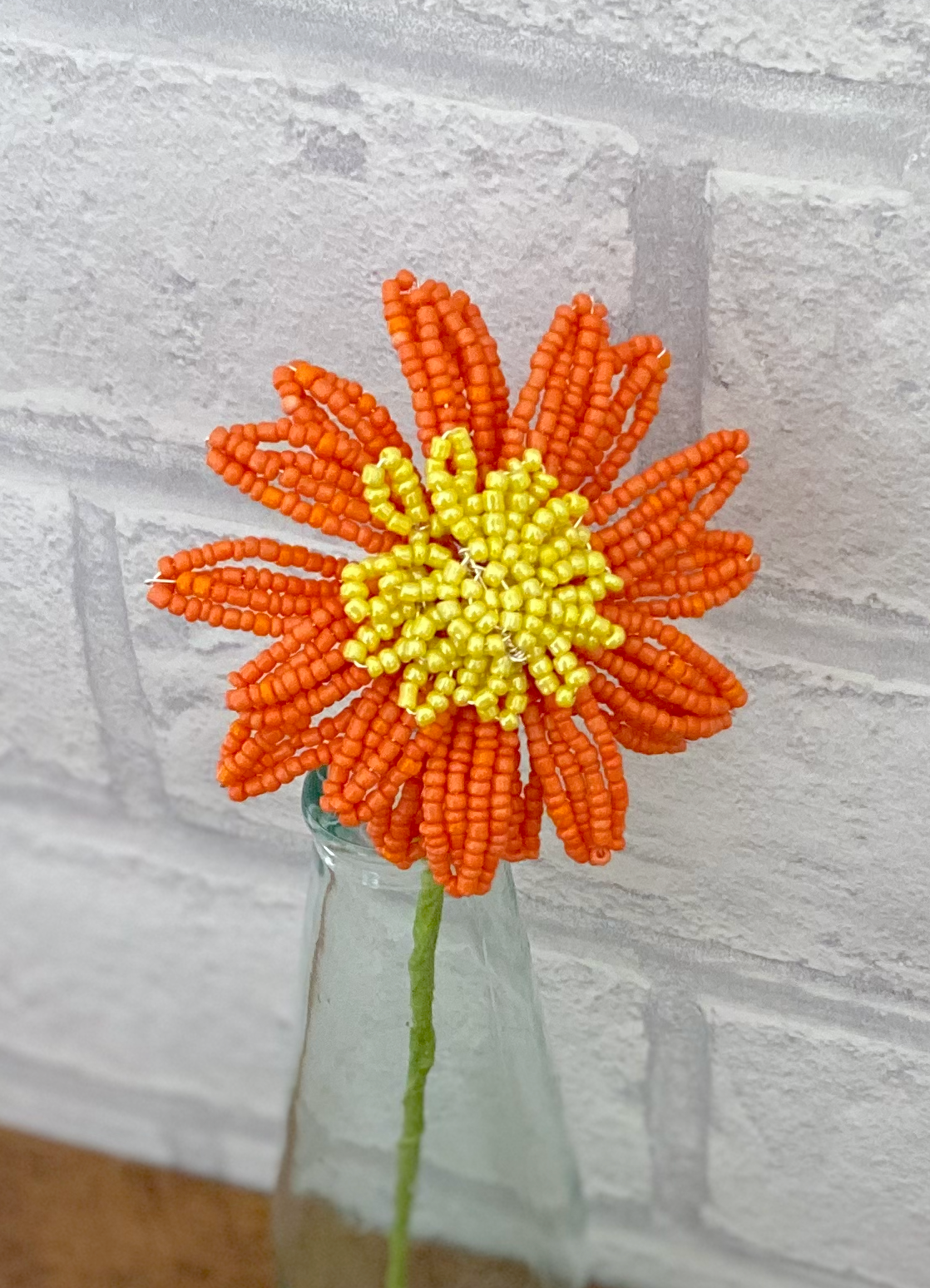 Beaded Flower Craft Kit - Gerbera (Orange). A creative gift.