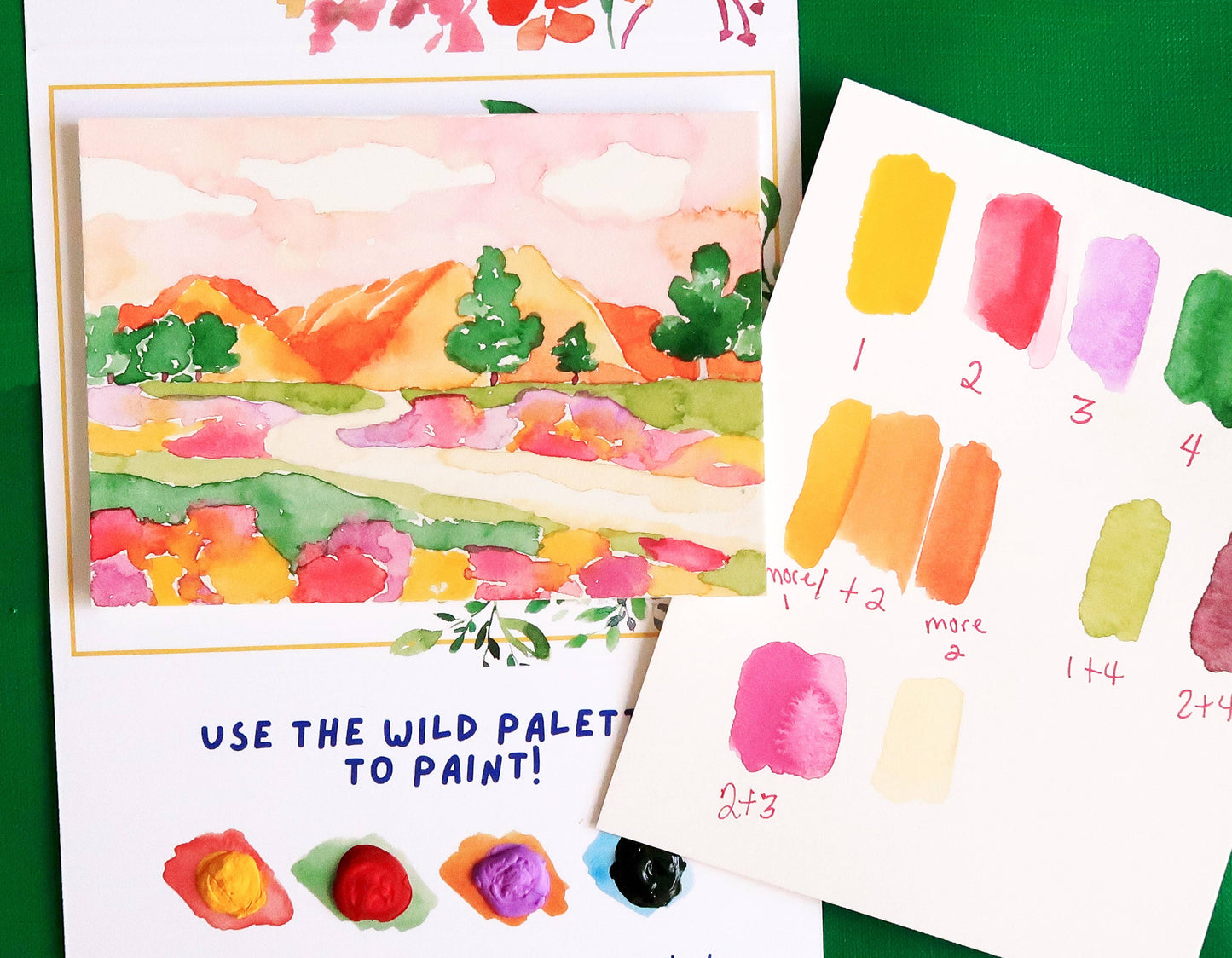 Mountain & Flowers Landscape Paint by Number Watercolor Kit