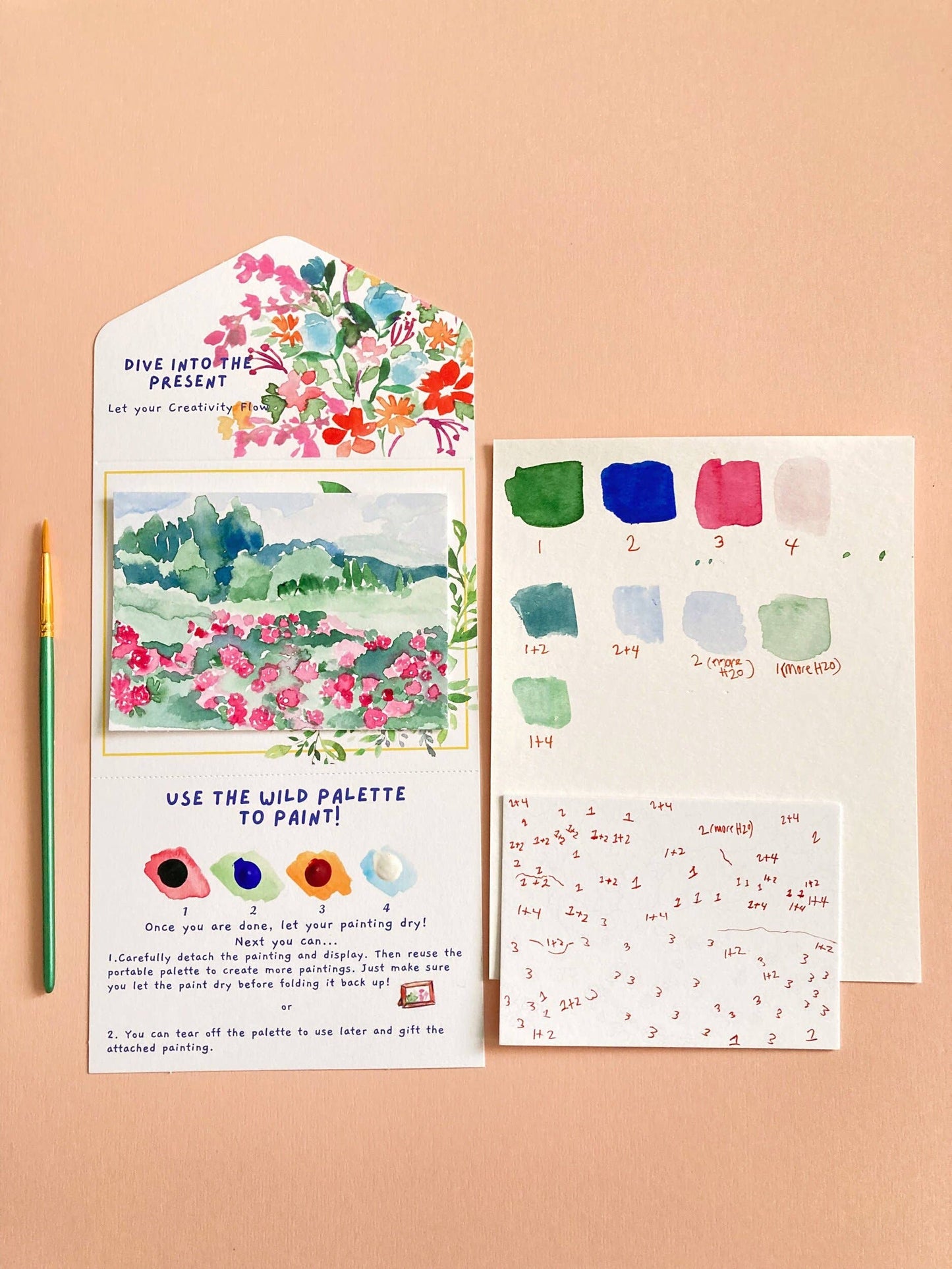 Rose Flowers Landscape Paint by Number DIY Watercolor Kit