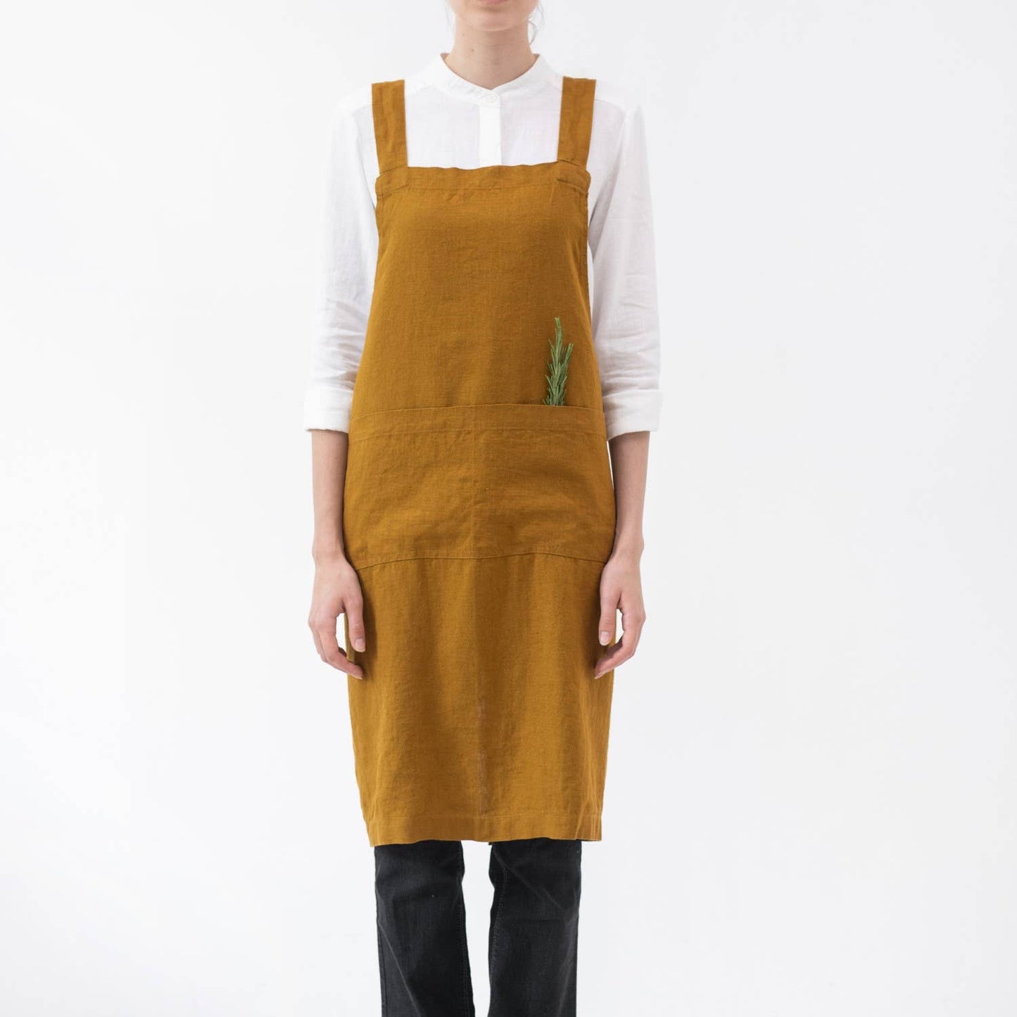 Bronze Linen Japanese Crossback Apron