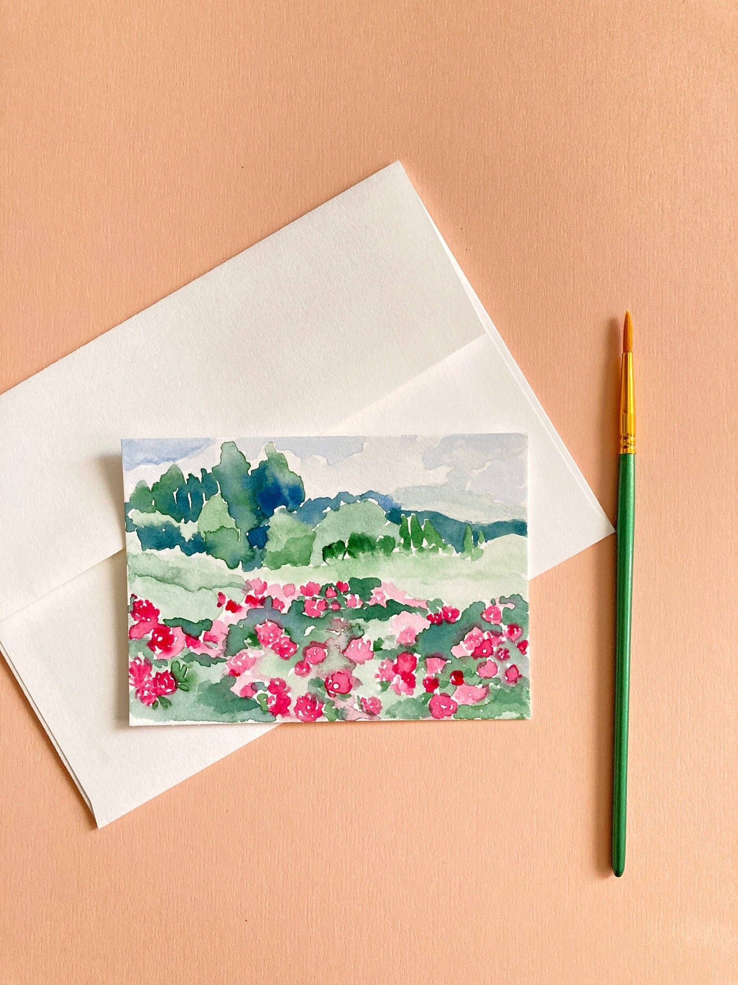 Rose Flowers Landscape Paint by Number DIY Watercolor Kit