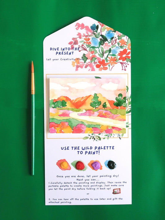 Mountain & Flowers Landscape Paint by Number Watercolor Kit