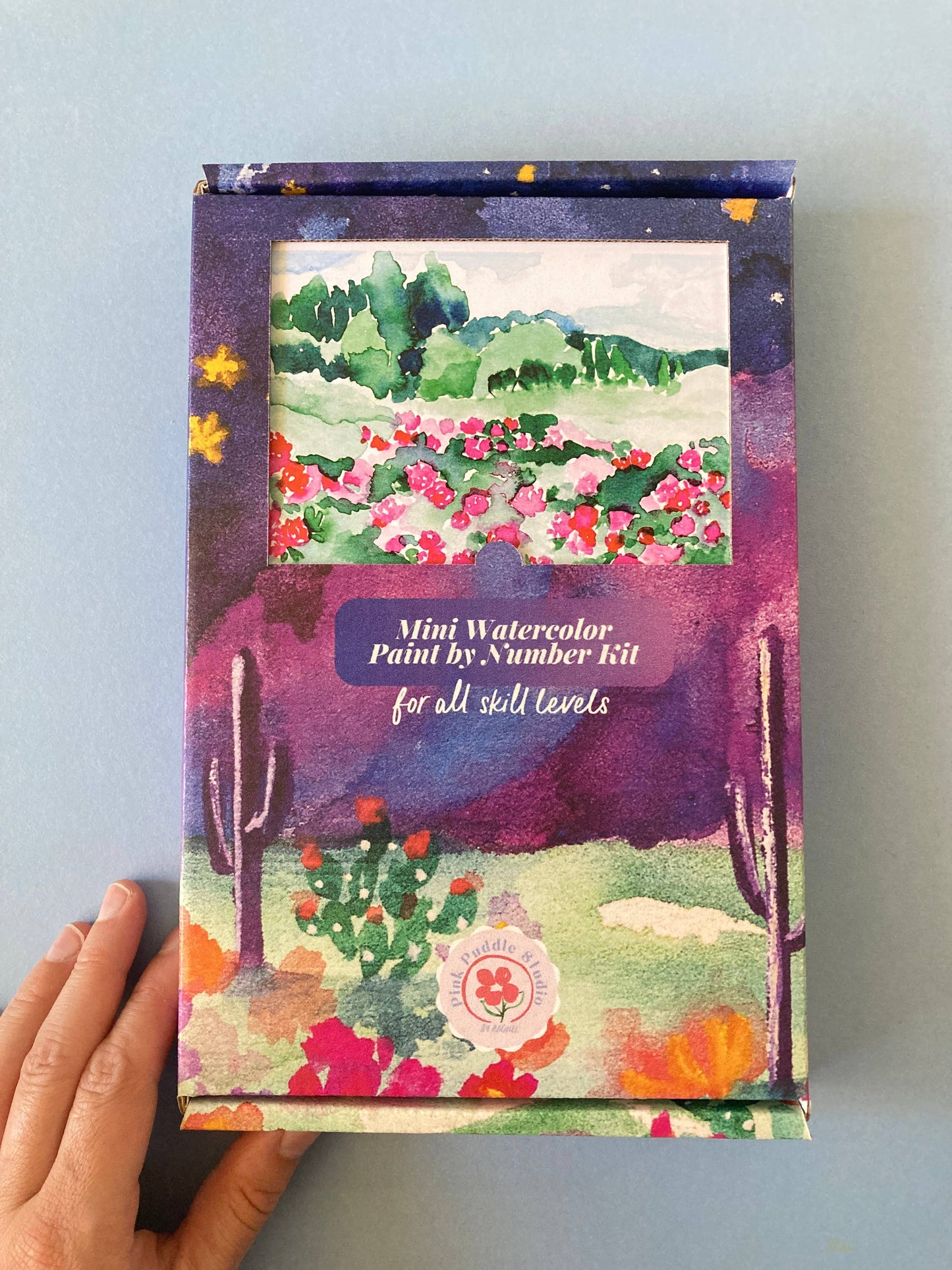 Rose Flowers Landscape Paint by Number DIY Watercolor Kit