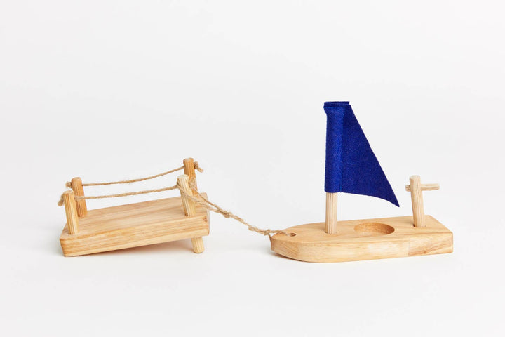 Wooden Sailboat &amp;amp; Dock Miniature