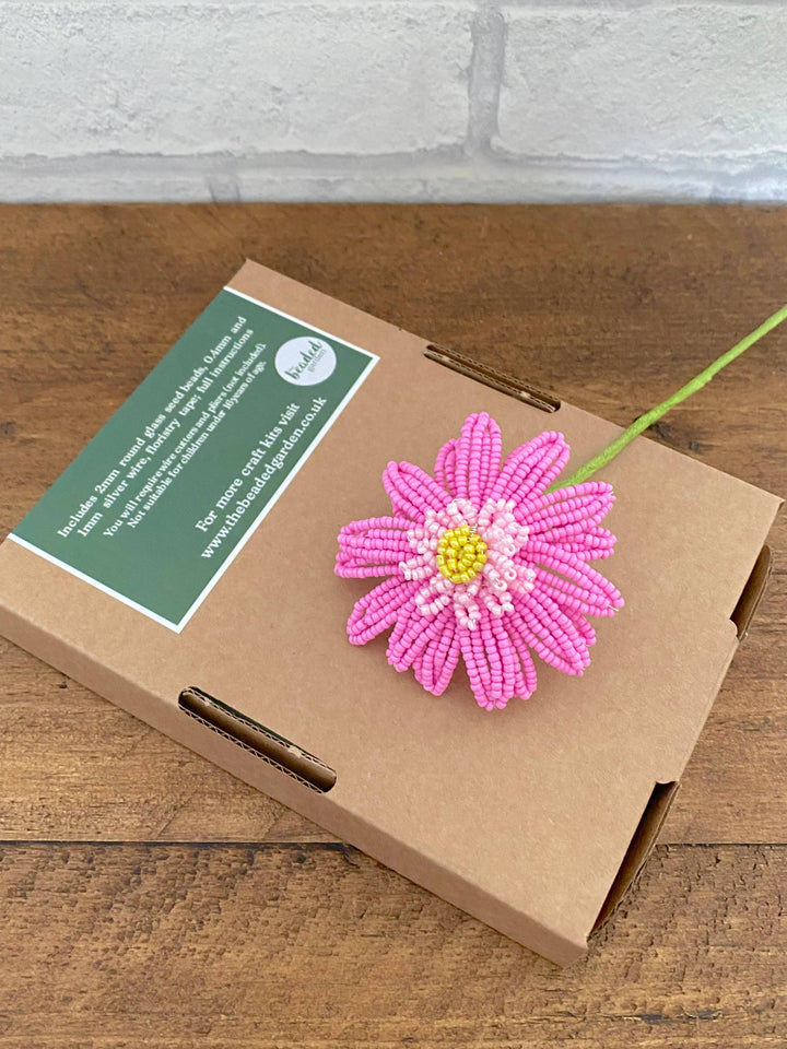 Beaded Flower Craft Kit - Gerbera (Pink). A creative gift.