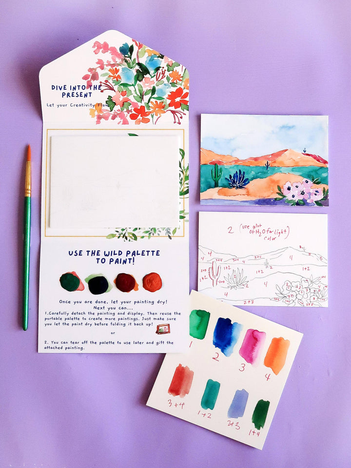 Watercolor Kit Agave Desert Landscape Paint by Number