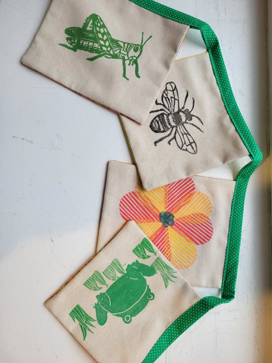 {7/7-11} Stamp Carving & Printed Fabric Bunting