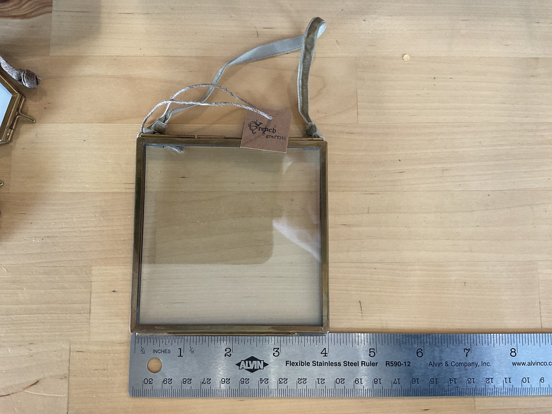 Brass &amp; Glass Frame / 4” x 4” / French Graffiti