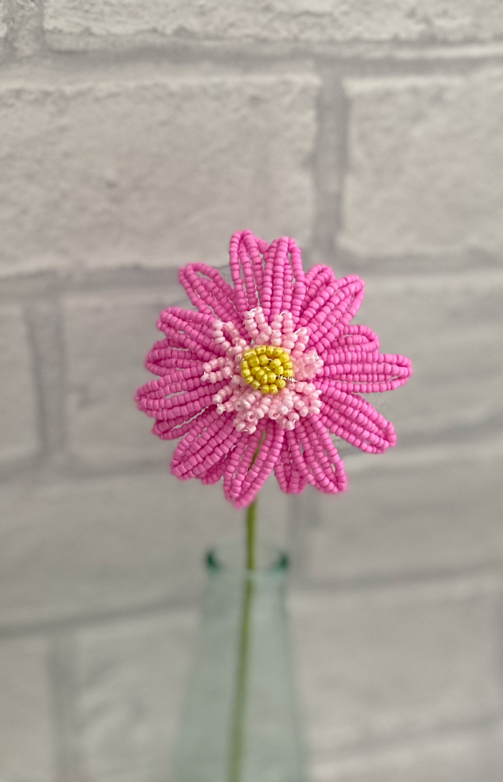 Beaded Flower Craft Kit - Gerbera (Pink). A creative gift.