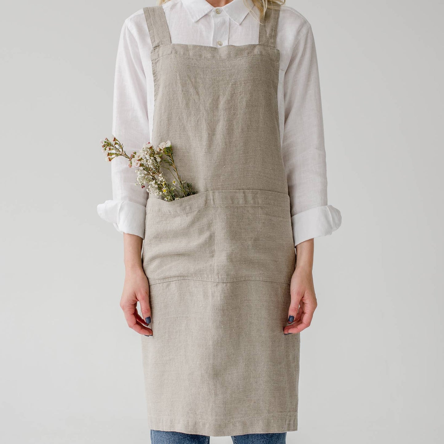 Natural Linen Japanese Crossback Apron