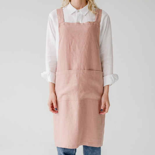 Cafe Creme Linen Japanese Crossback Apron