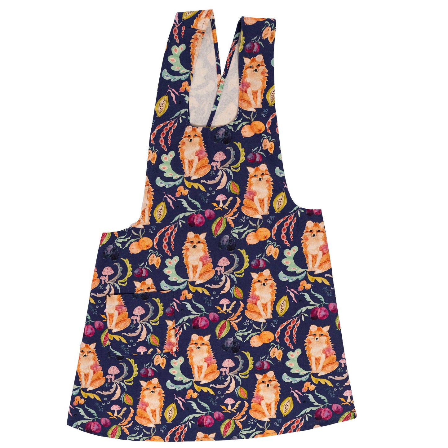 Fox in the Orchard pinafore apron plum