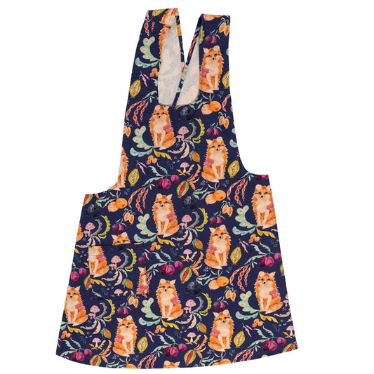 Fox in the Orchard pinafore apron plum