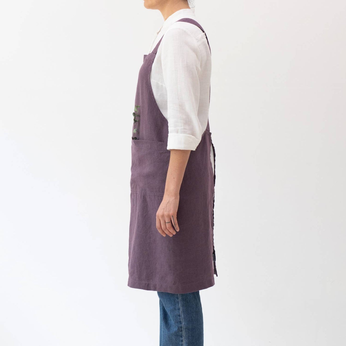 Montana Grape Linen Japanese Crossback Apron