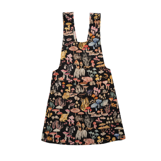 Pinafore Apron- Mushroom Magic in black