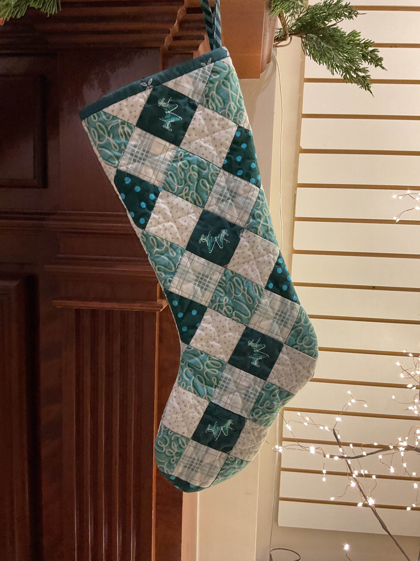 Patchwork Stocking, handmade by Virginia Whiting