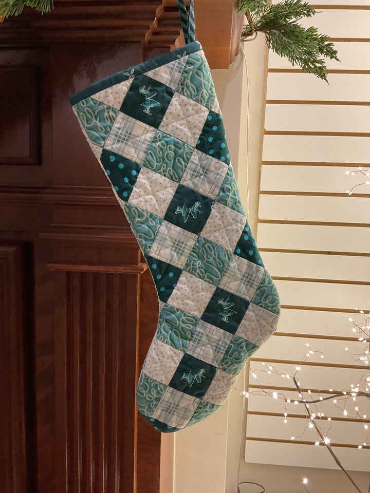 Patchwork Stocking, handmade by Virginia Whiting