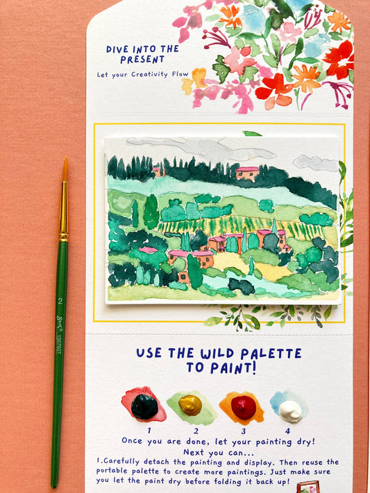 Tuscan Italian Landscape Paint by Number DIY Watercolor Kit