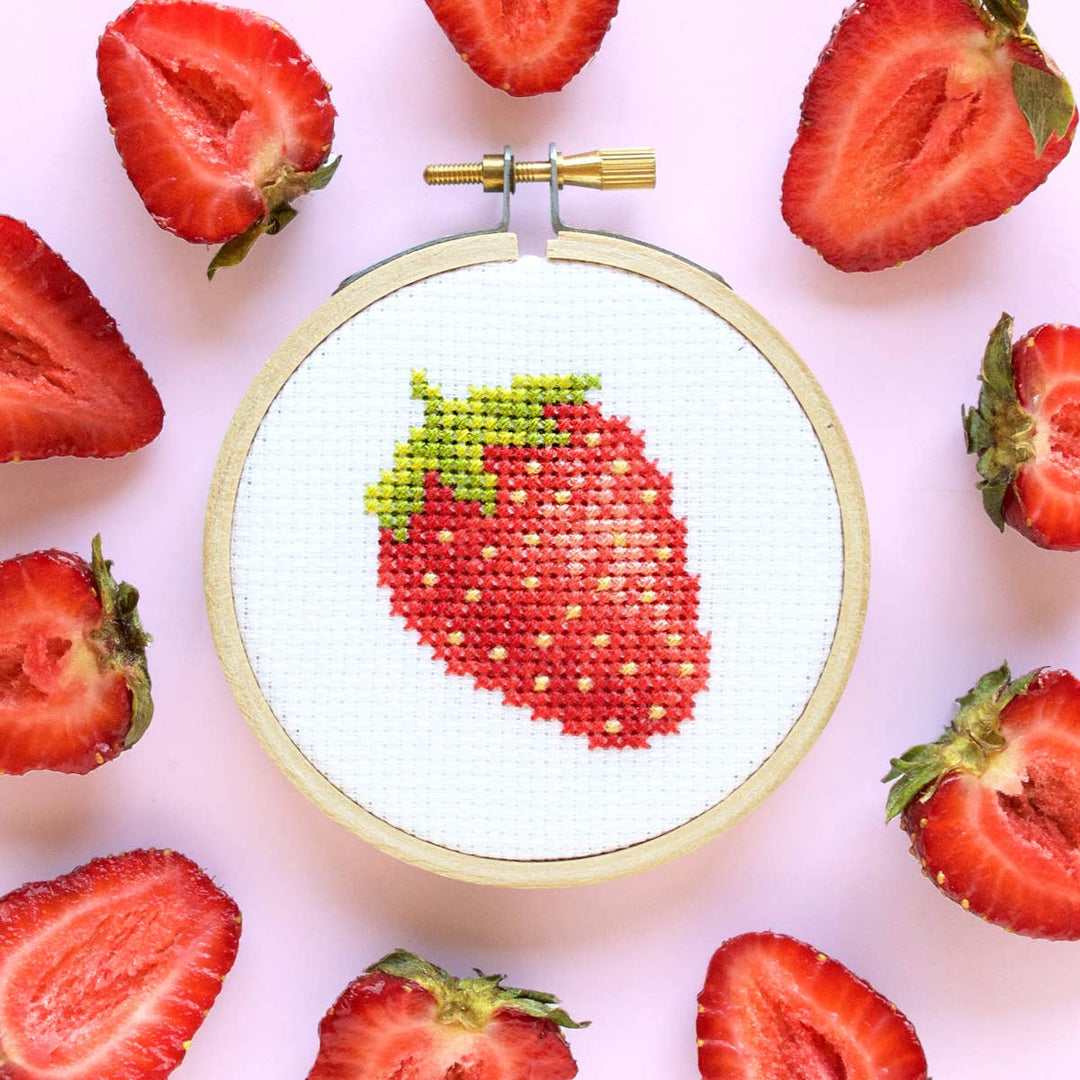 Strawberry DIY Mini Cross Stitch Kit
