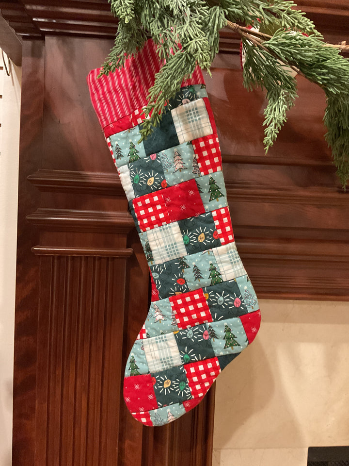 Patchwork Stocking, handmade by Virginia Whiting