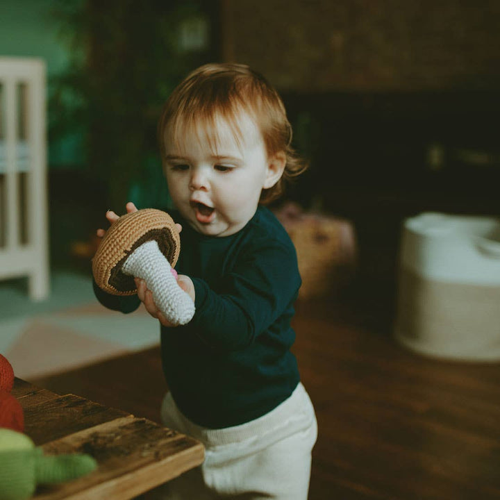 Handmade Mushroom Baby Rattle