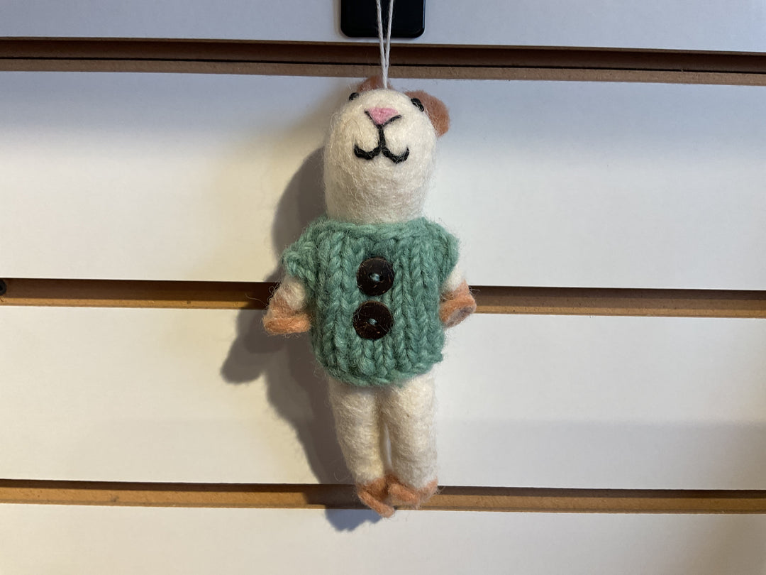 Bruno Mouse Holiday Eco Felt Wool Ornament