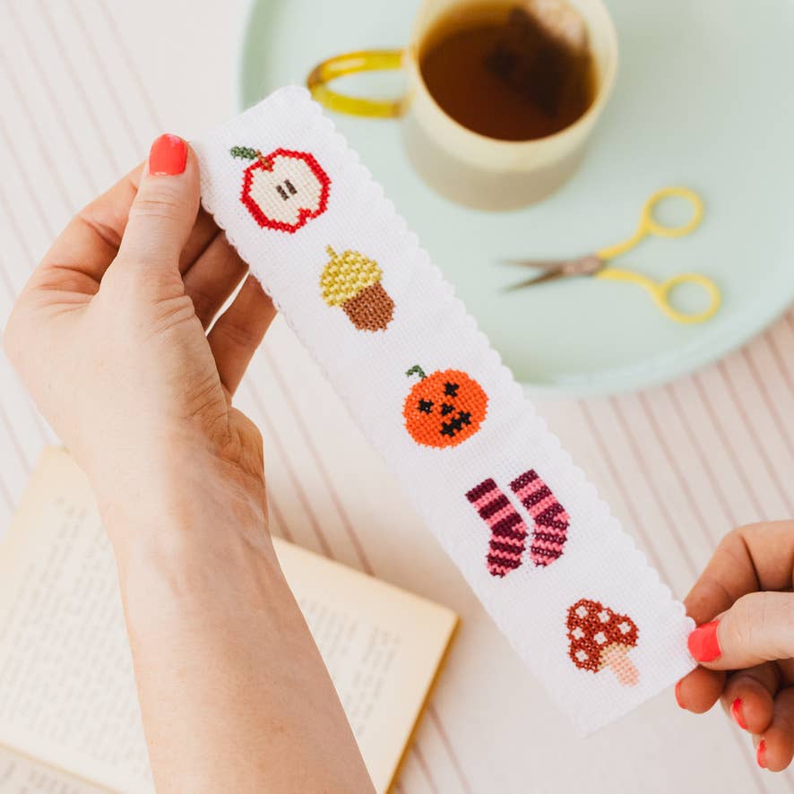 Autumn/Halloween Counted Cross Stitch Bookmark Kit