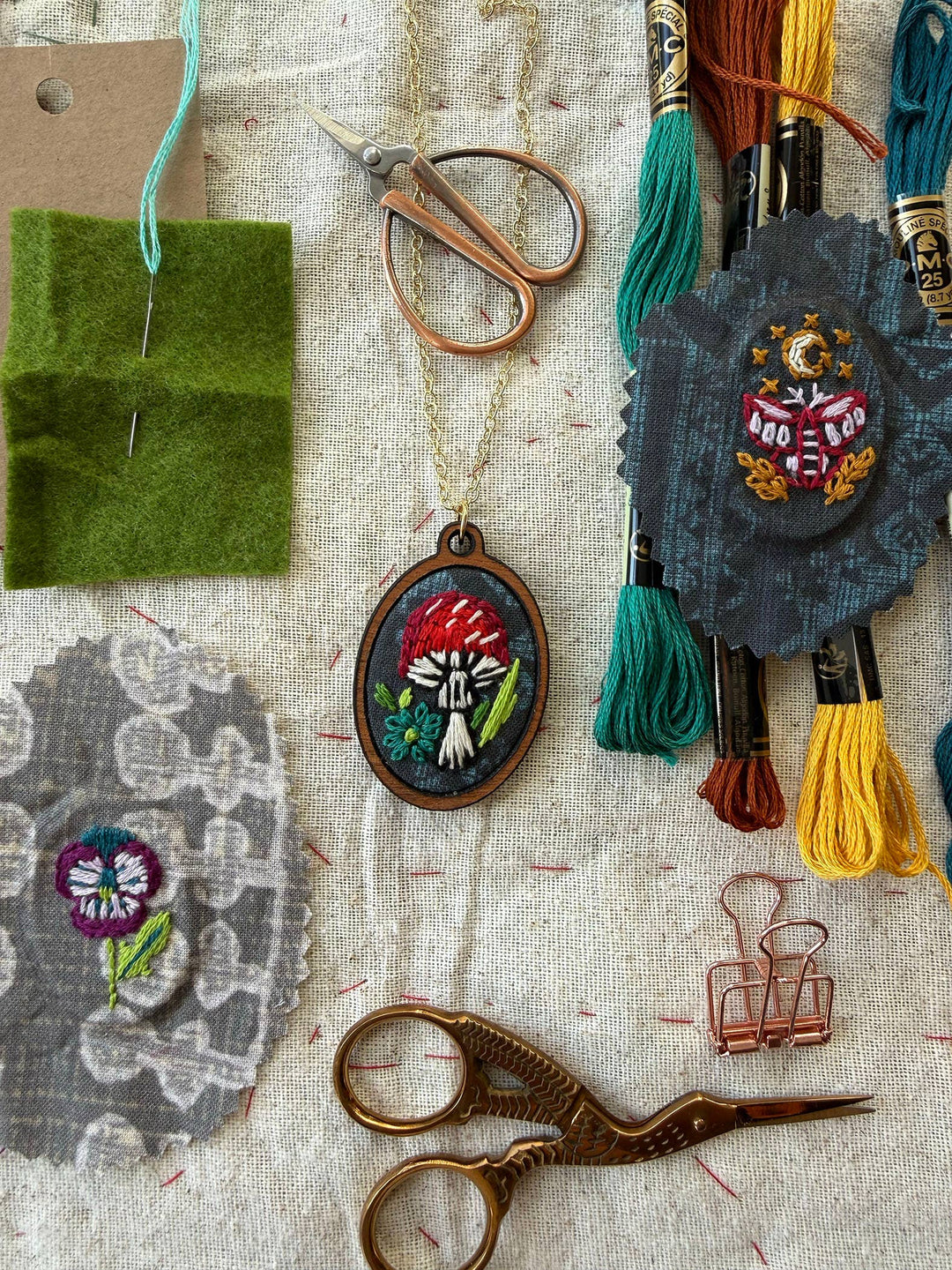 Mushroom | Embroidery Necklace Kit by Rikrack