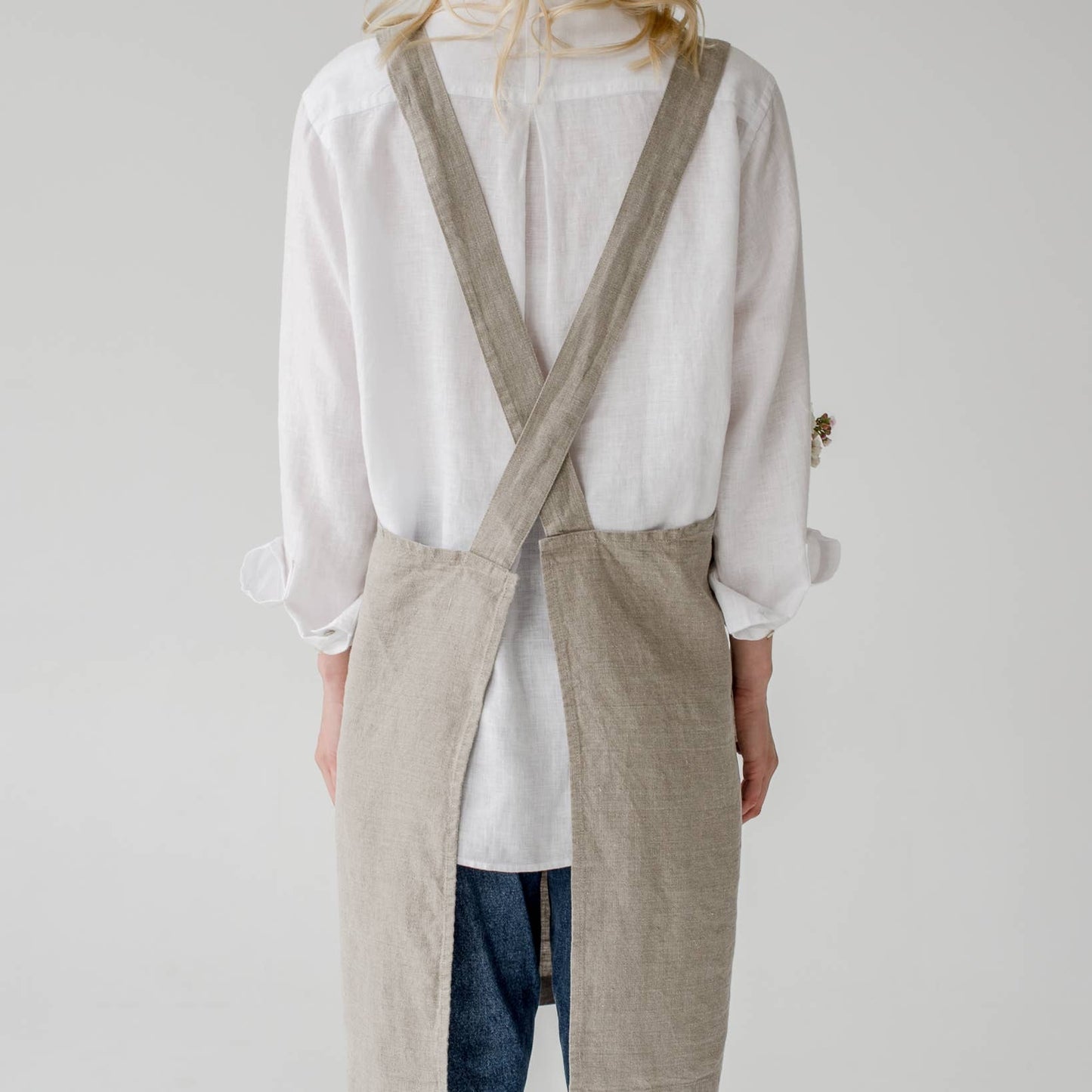 Natural Linen Japanese Crossback Apron