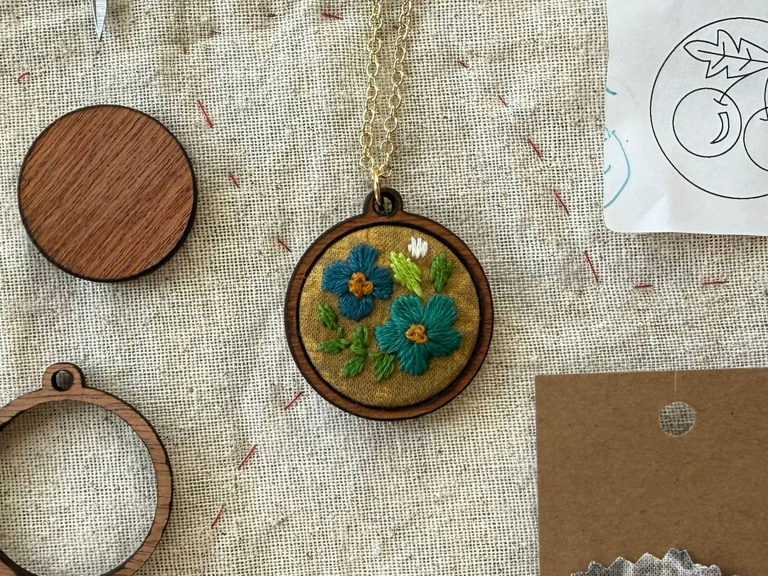 Flowers | Embroidery Necklace Kit by Rikrack