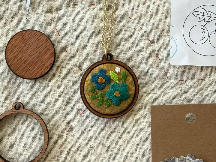 Flowers | Embroidery Necklace Kit by Rikrack