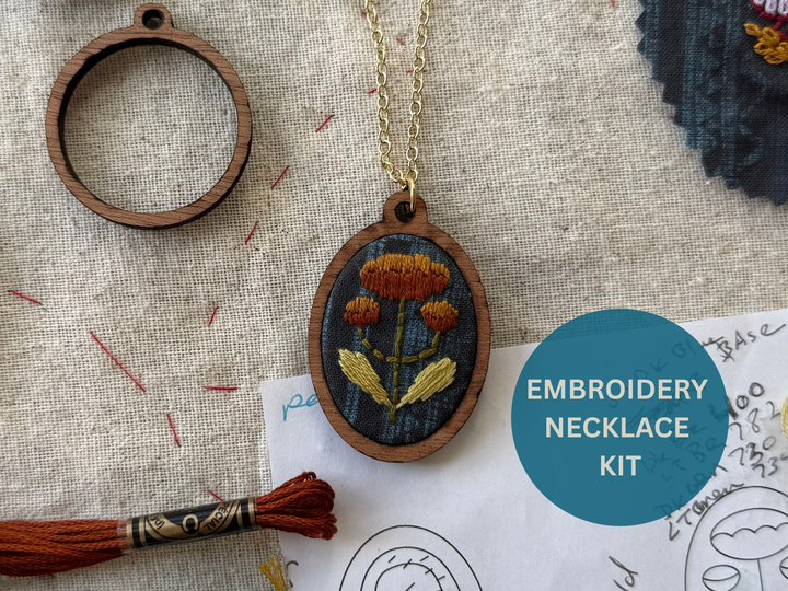 Folk Flowers | Embroidery Necklace Kit by Rikrack