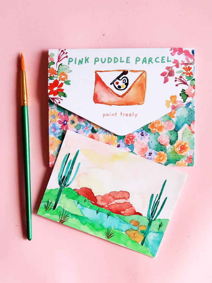 Pink Puddle Parcels Mini Landscape Painting Letter K
