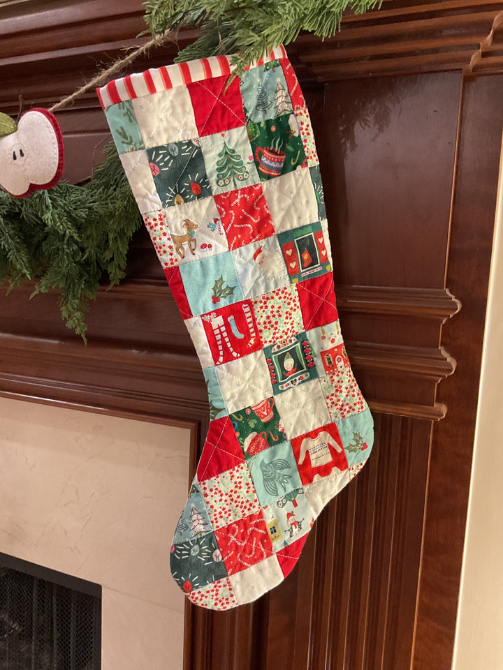 Patchwork Stocking, handmade by Virginia Whiting