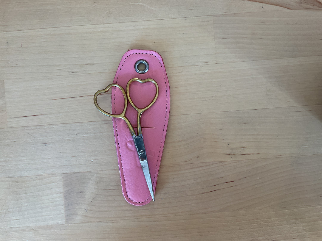 Heart Shaped Gold Scissors with Pink Sheath