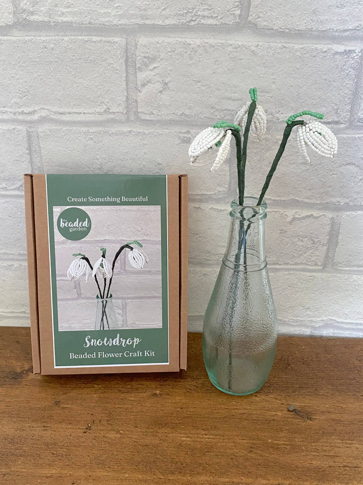 Beaded Flower Craft Kit - Snowdrop. A creative gift idea.