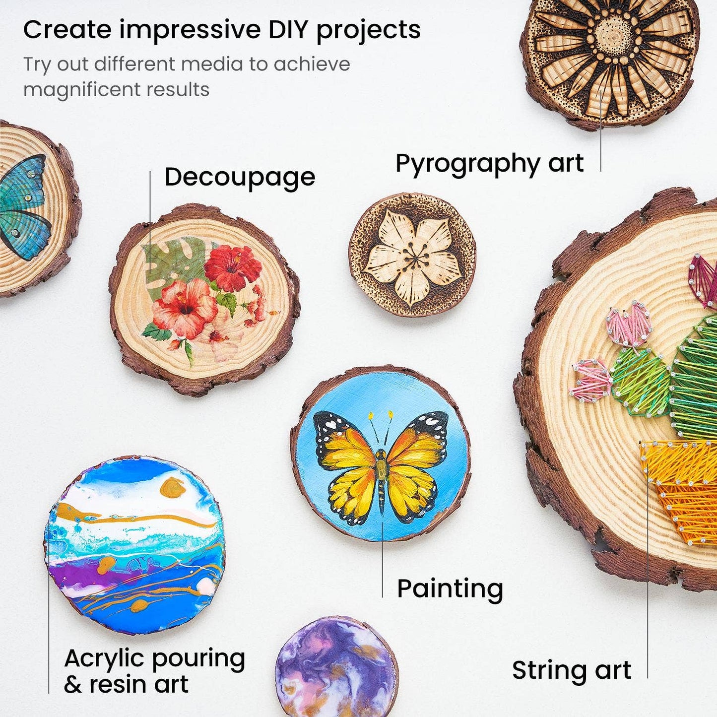 Natural Wood Slices, 3.5-4 Inch Diameter