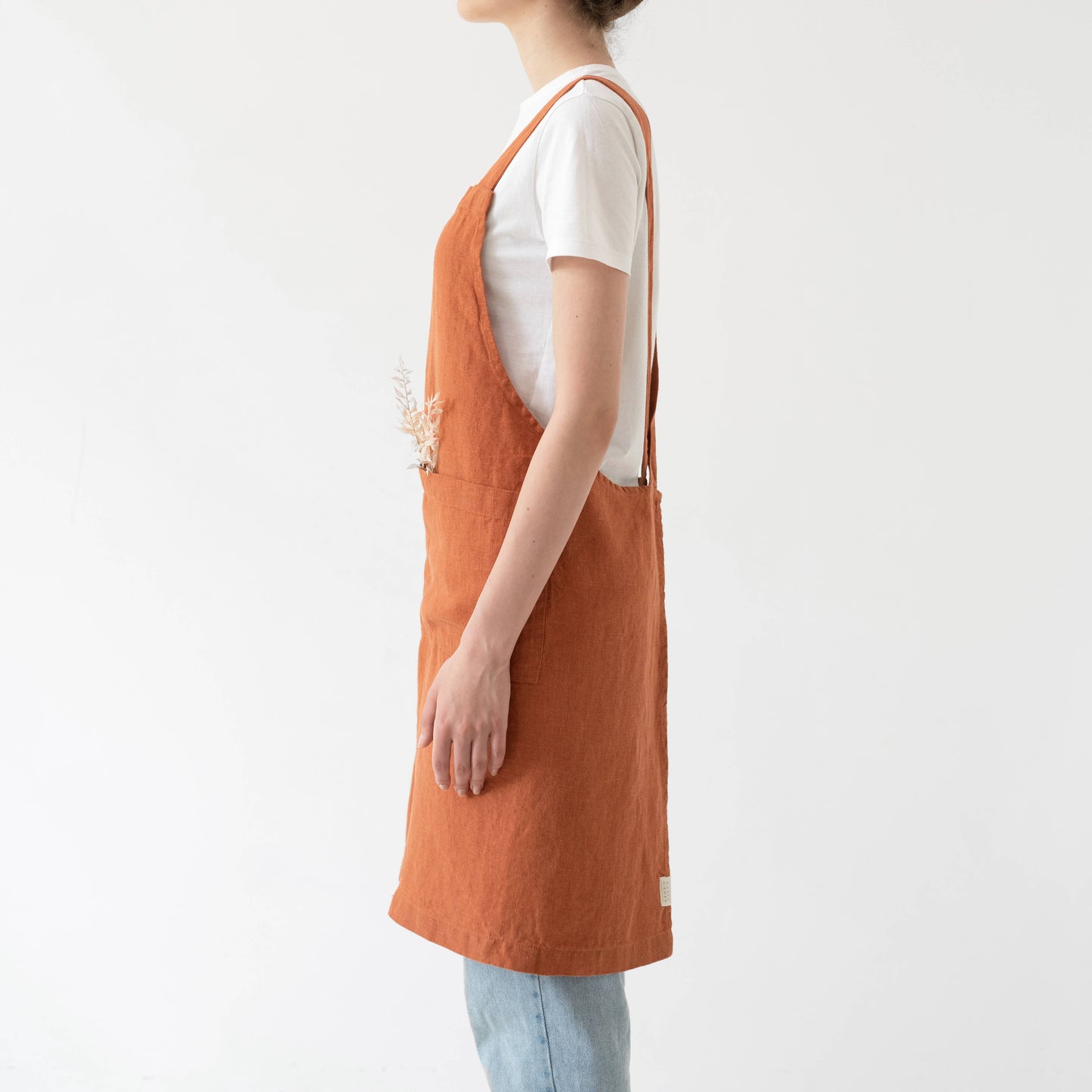 Baked Clay Linen Japanese Crossback Apron