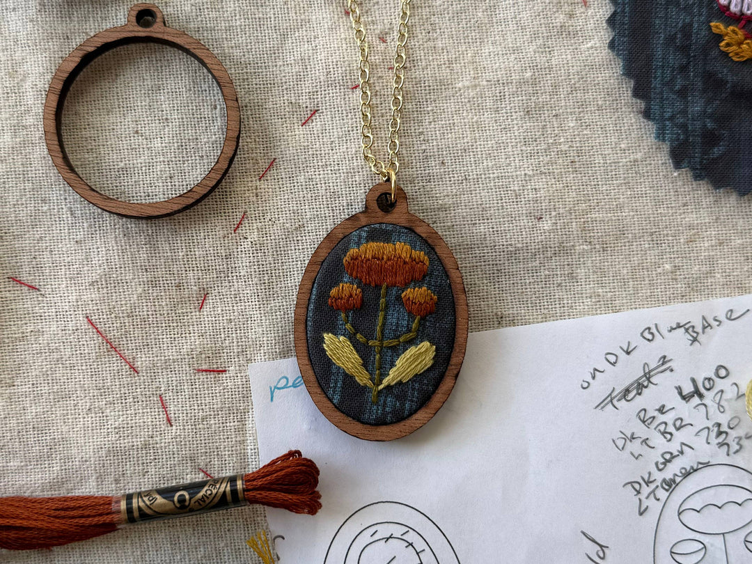 Folk Flowers | Embroidery Necklace Kit by Rikrack