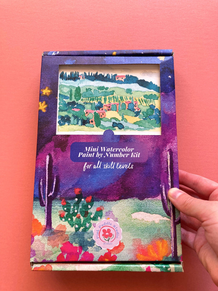 Tuscan Italian Landscape Paint by Number DIY Watercolor Kit
