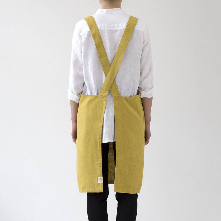 Lemon Curry Linen Japanese Crossback Apron