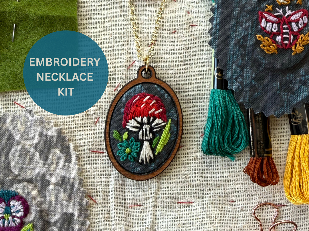 Mushroom | Embroidery Necklace Kit by Rikrack