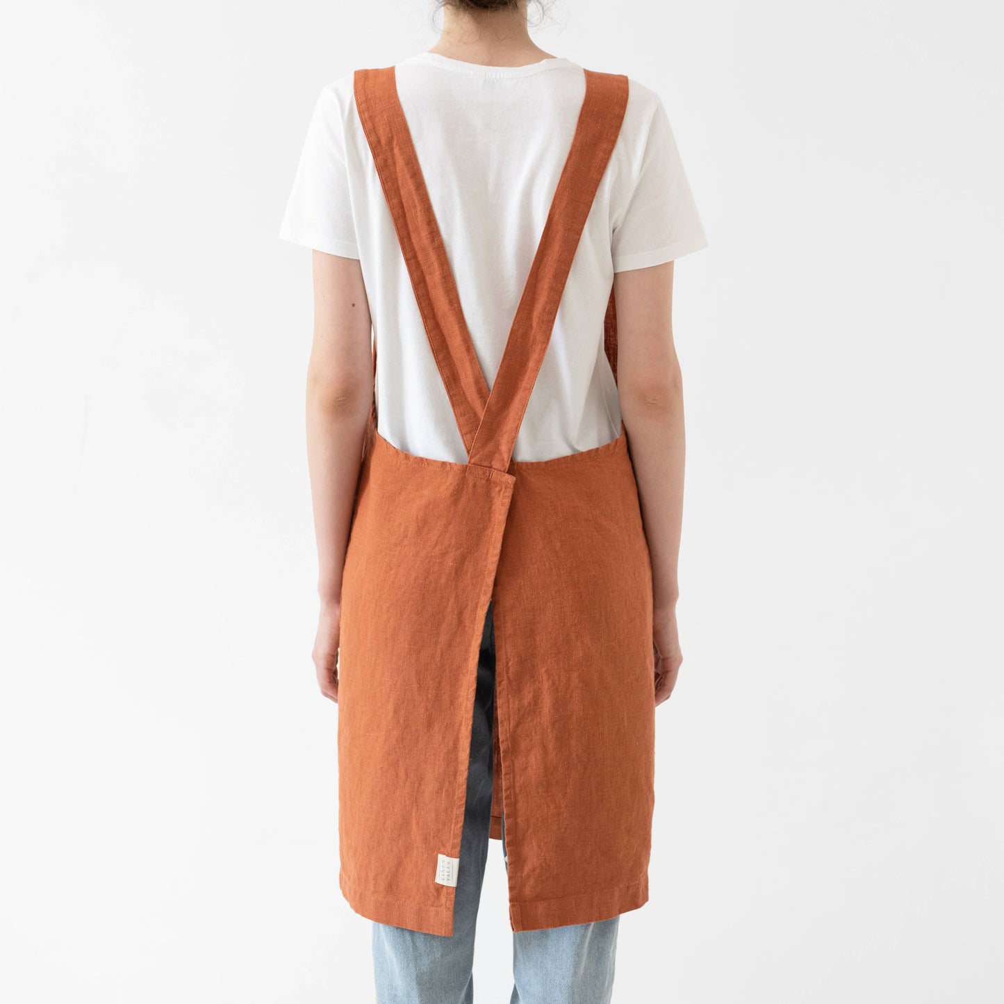 Baked Clay Linen Japanese Crossback Apron