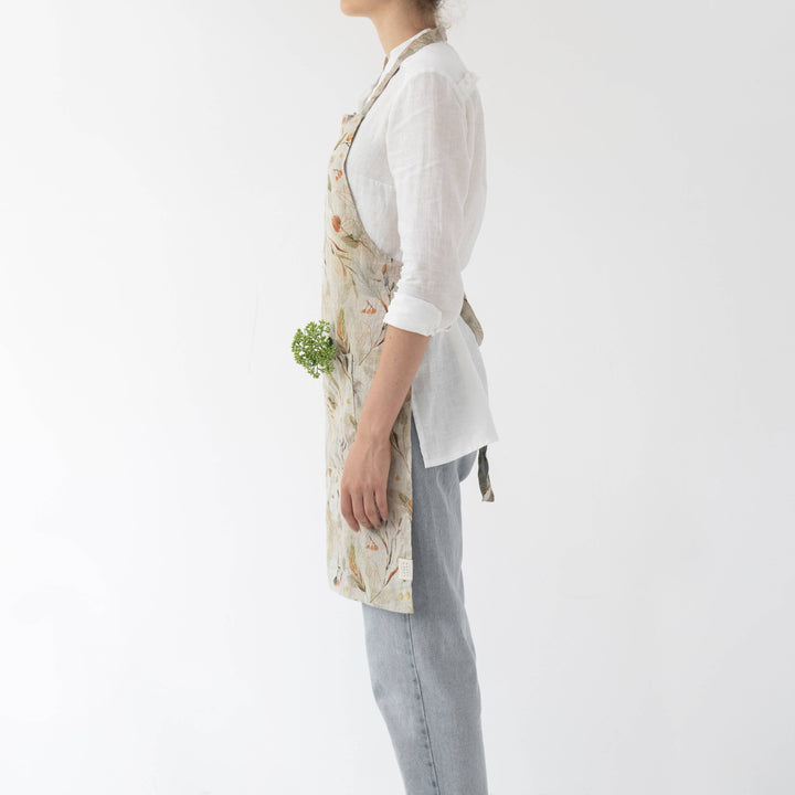 Leaves on Natural Linen Daily Apron