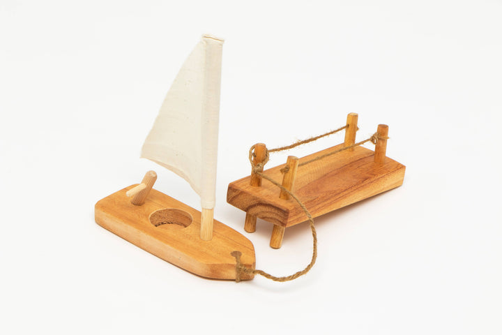 Wooden Sailboat &amp;amp; Dock Miniature