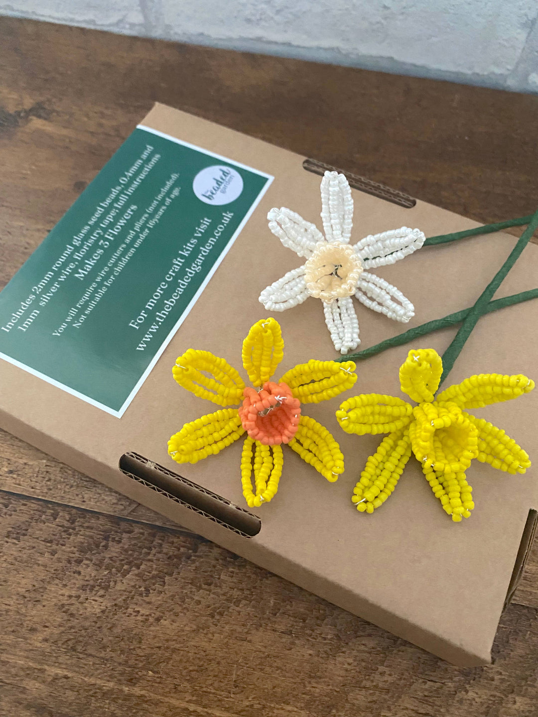 Beaded Flower Craft Kit - Daffodil. A creative gift idea.