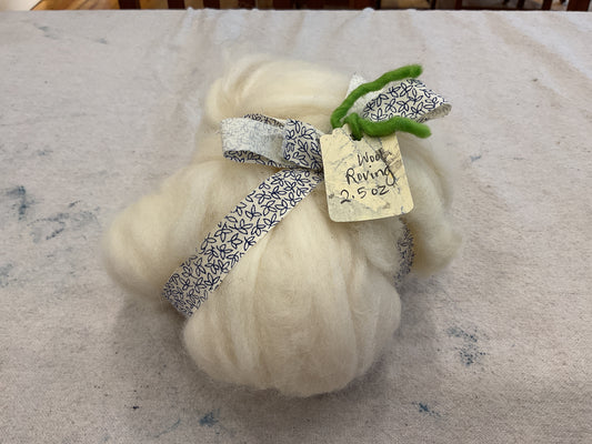 Undyed Wool Roving - 2.5 oz ball