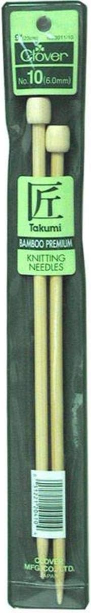 Clover Bamboo Single Point Knitting Needles 9 Inch - Size 10