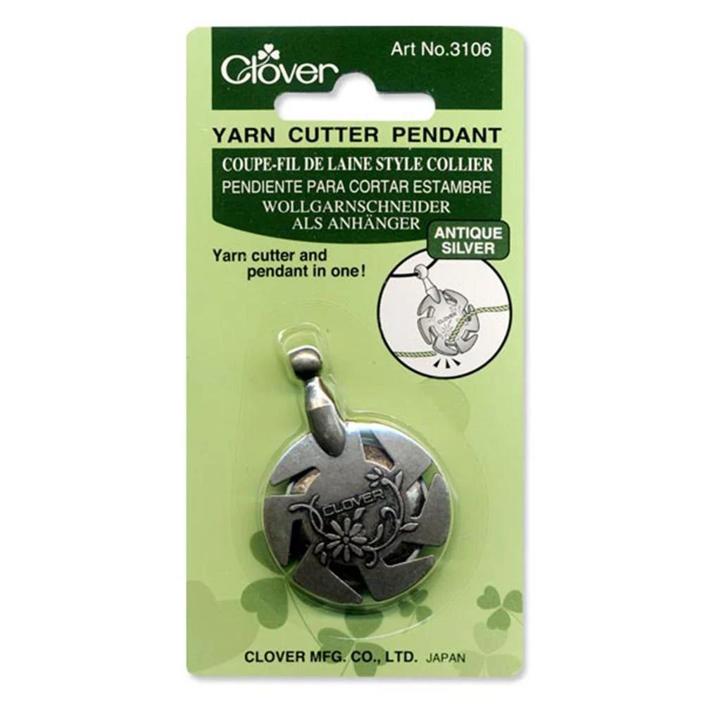 Clover Yarn Cutter Pendant — Antique Silver