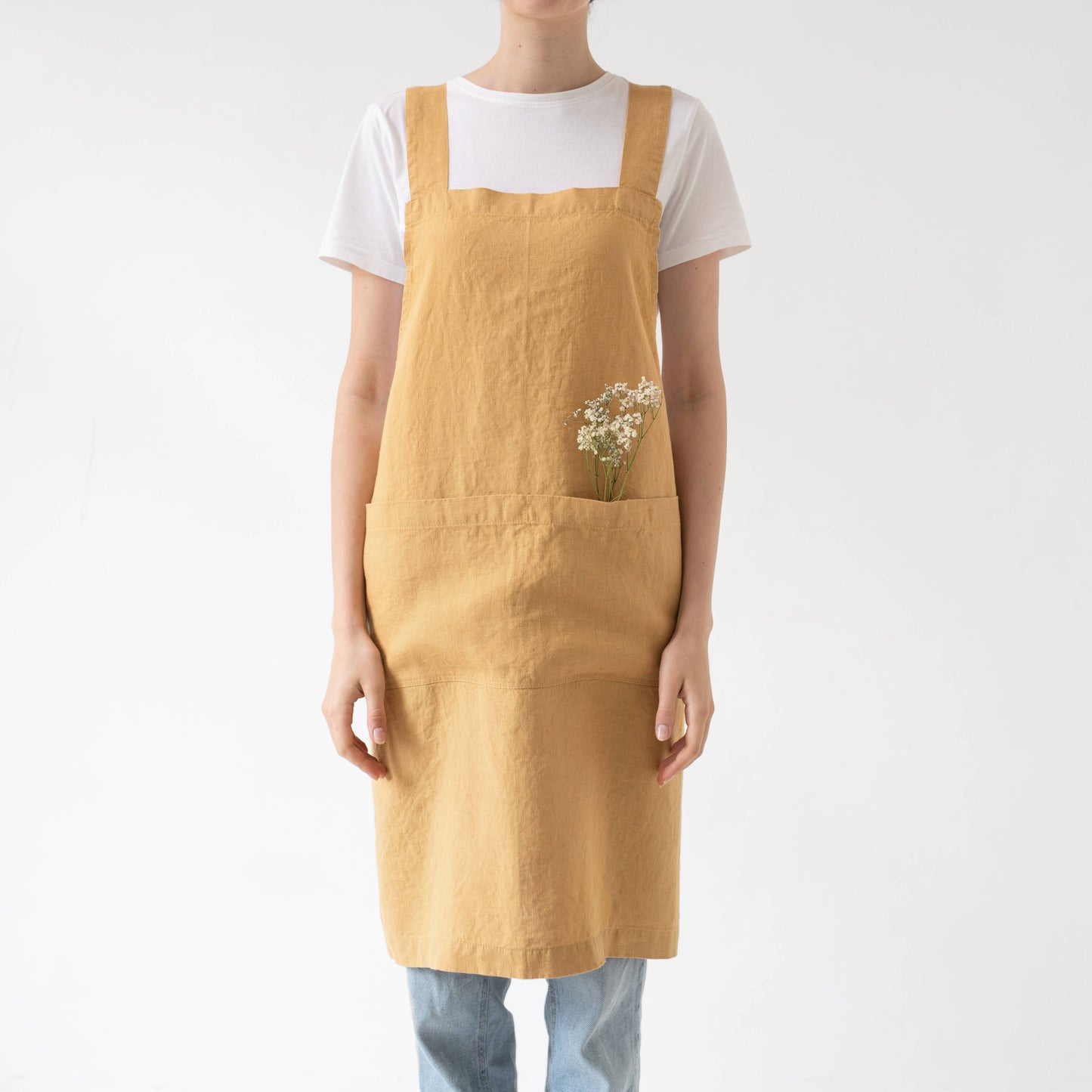 Honey Linen Japanese Crossback Apron